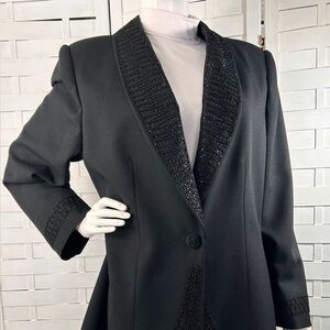 John Meyer of Norwich Black Beaded Fully Lined Wool Beaded Evening Jacket